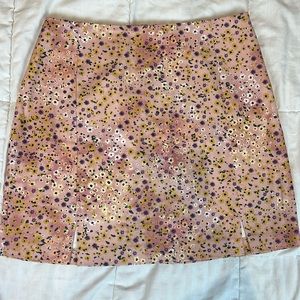 Eyeshadow, pink floral skirt